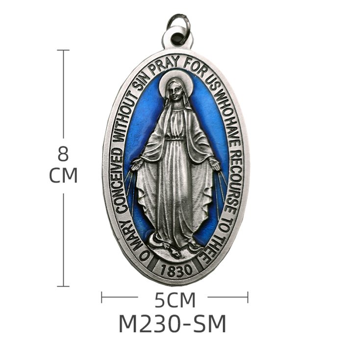 圣母显灵圣牌 合金珐琅处理 椭圆 8cm Catholic religious art