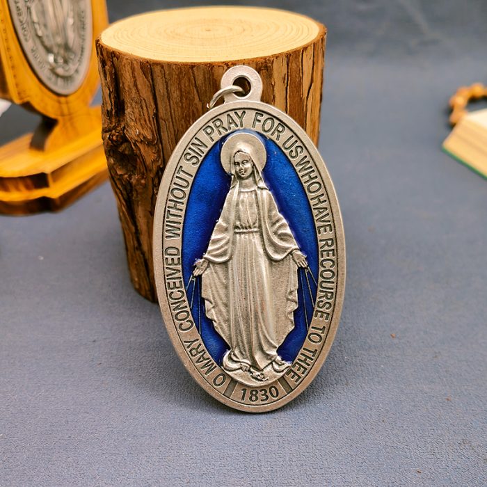 圣母显灵圣牌 合金珐琅处理 椭圆 8cm Catholic religious art