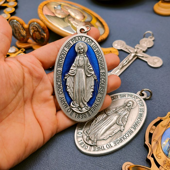 圣母显灵圣牌 合金珐琅处理 椭圆 8cm Catholic religious art