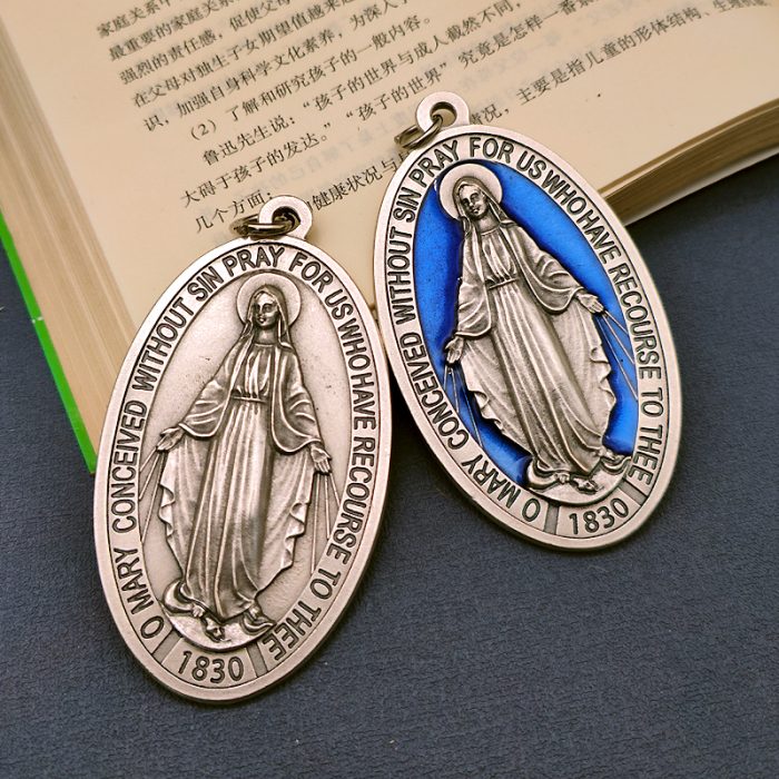 圣母显灵圣牌 合金珐琅处理 椭圆 8cm Catholic religious art