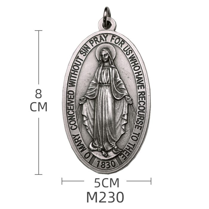 圣母显灵圣牌 合金 椭圆 8cm Catholic religious art