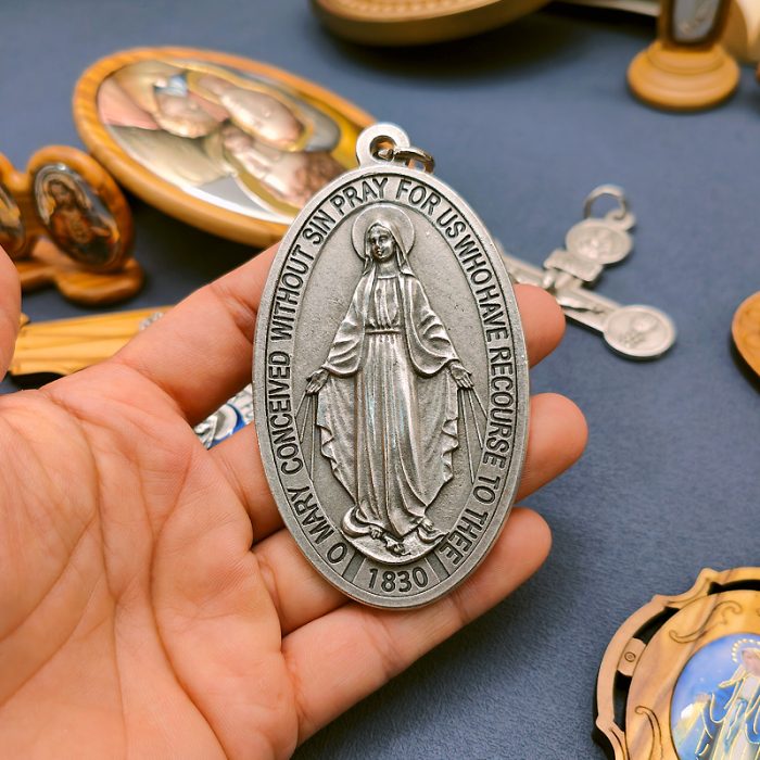 圣母显灵圣牌 合金 椭圆 8cm Catholic religious art