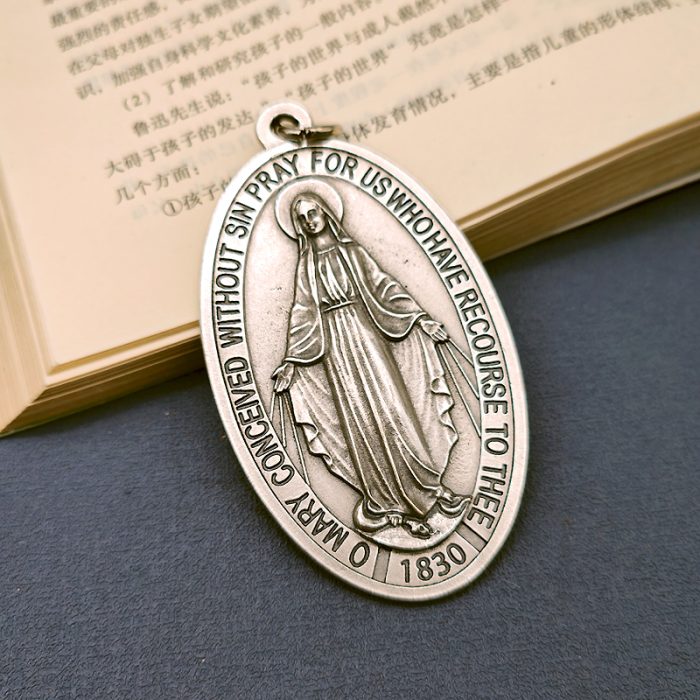 圣母显灵圣牌 合金 椭圆 8cm Catholic religious art