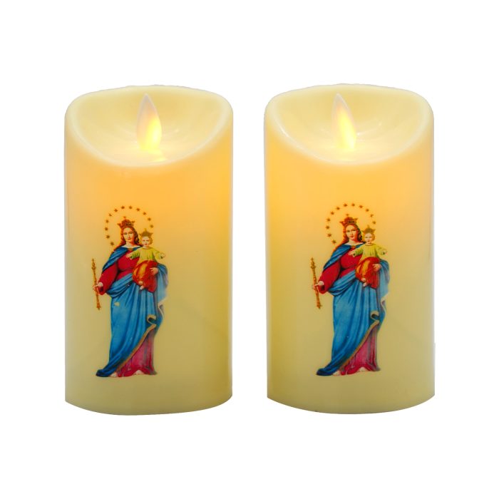 电子蜡-电池-进教之佑-6.7x12.5cm一对 Catholic religious art