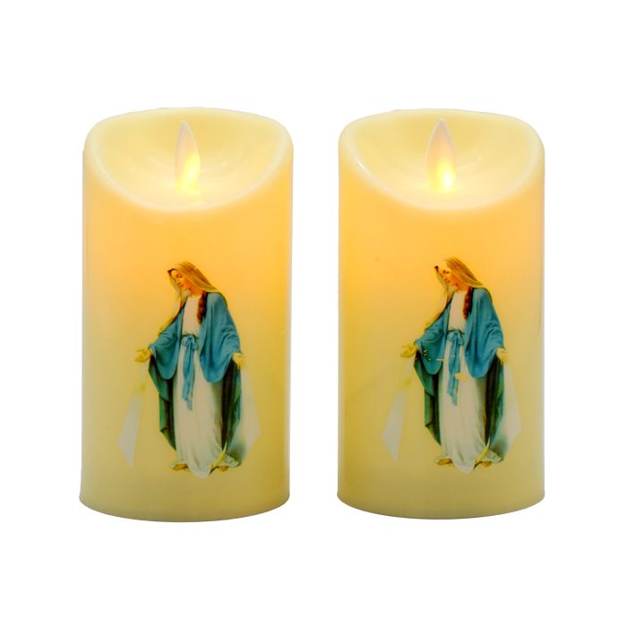 电子蜡-电池-无染原罪-6.7x12.5cm一对 Catholic religious art