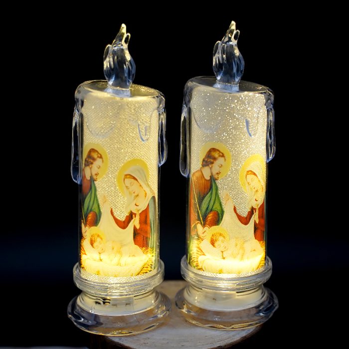 水柱电子蜡-纽扣电池-圣诞-6.5x18.5cm一对 Catholic religious art