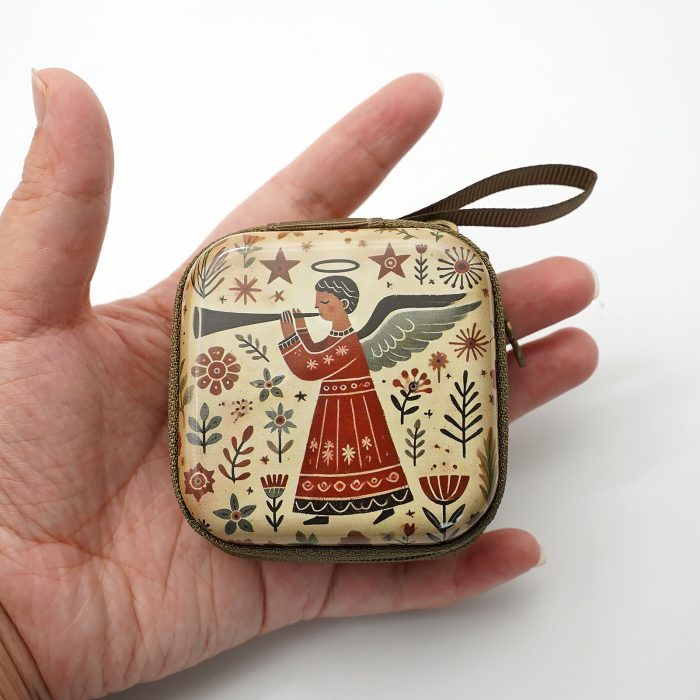 Rosary Case - Gabriel - Metal - Zipper - 7x7x3.3cm Catholic religious art