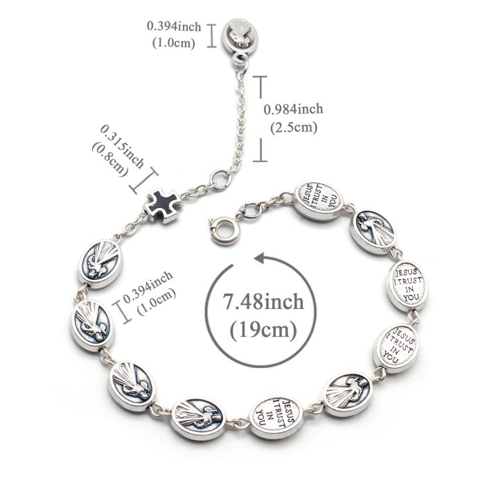 龙虾扣手链-圣母显灵-合金-黑十字架 Catholic religious art