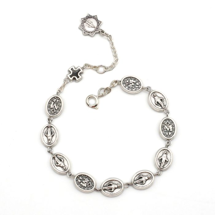 龙虾扣手链-圣母显灵-合金-黑十字架 Catholic religious art