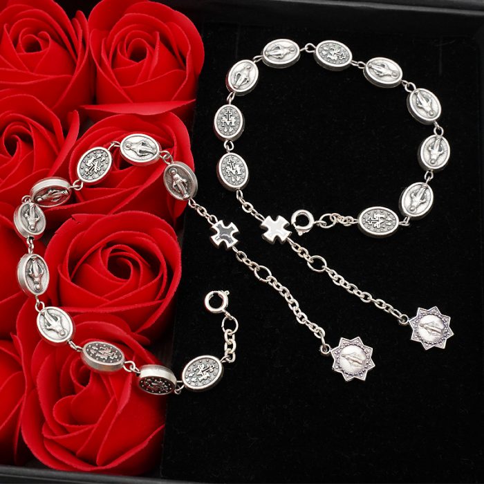 龙虾扣手链-圣母显灵-合金-黑十字架 Catholic religious art