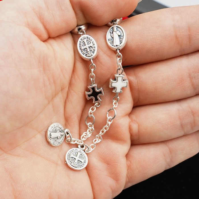 龙虾扣手链-上本笃-合金-黑十字架 Catholic religious art