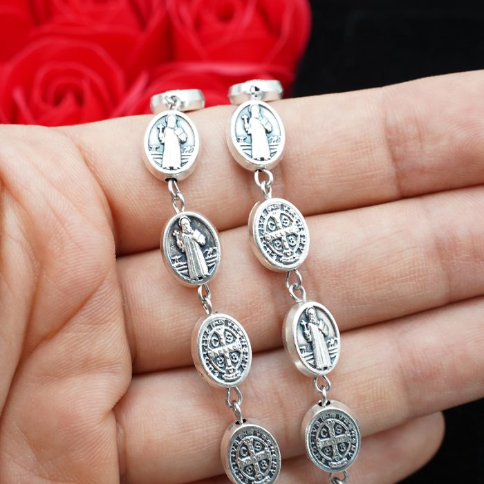 龙虾扣手链-上本笃-合金-黑十字架 Catholic religious art