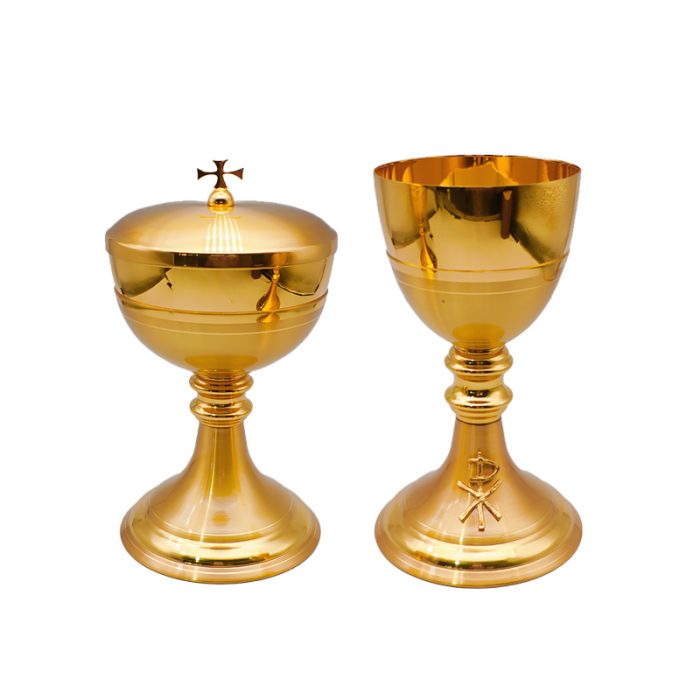 【现货】铜镀24k金-圣爵杯圣体盒套装20+21cm Catholic religious art