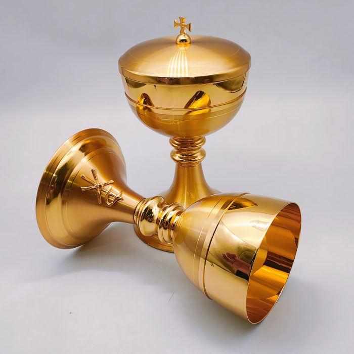 【现货】铜镀24k金-圣爵杯圣体盒套装20+21cm Catholic religious art