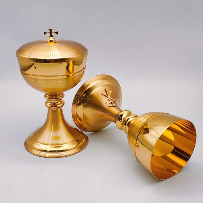 【现货】铜镀24k金-圣爵杯圣体盒套装20+21cm Catholic religious art