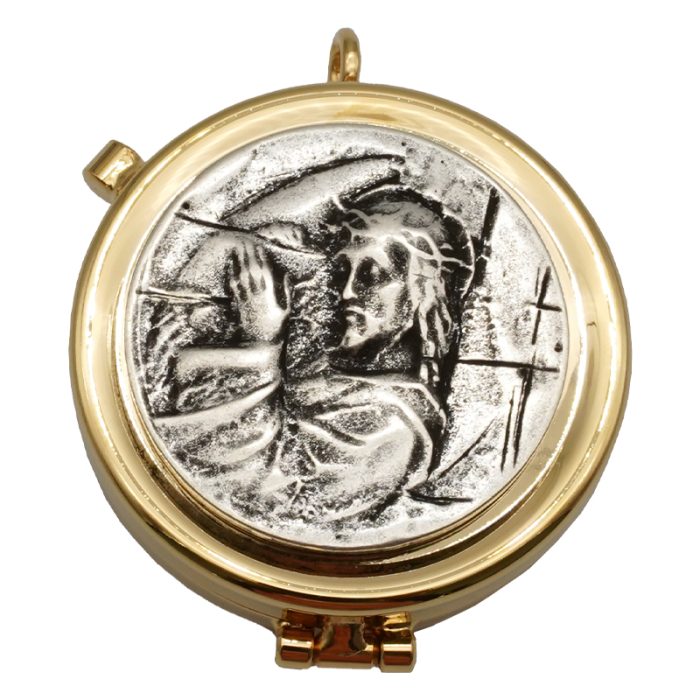 【现货】便携圣体盒-耶稣背十字架-5.4x6.6cm Catholic religious art