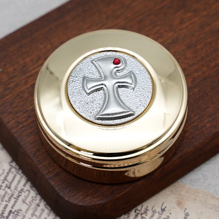 【现货】圣体盒-十字架-8x8cm Catholic religious art