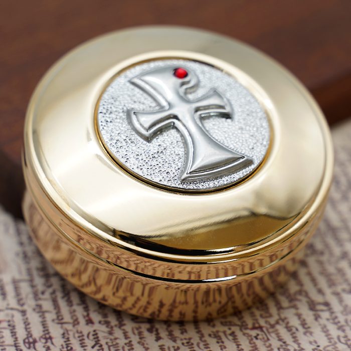 【现货】圣体盒-十字架-8x8cm Catholic religious art