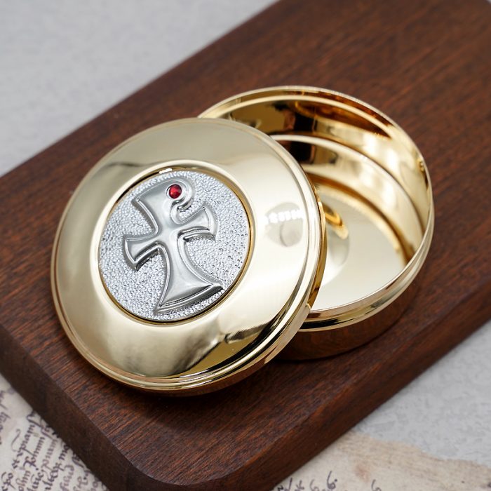 【现货】圣体盒-十字架-8x8cm Catholic religious art