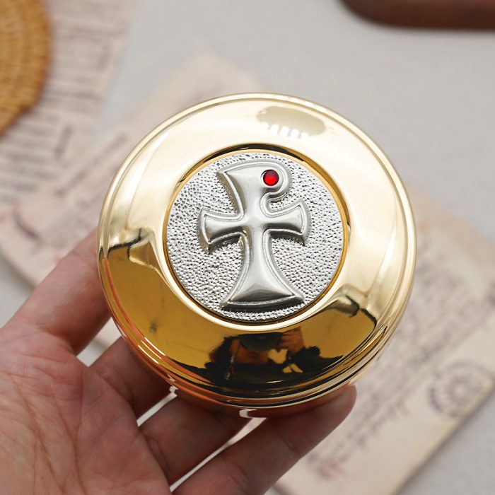 【现货】圣体盒-十字架-8x8cm Catholic religious art