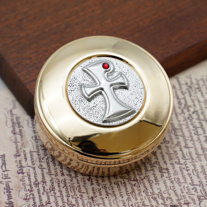 【现货】圣体盒-十字架-8x8cm Catholic religious art