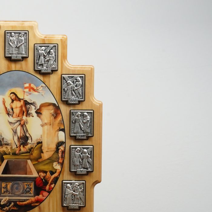 橄榄木苦路 椭圆 方形合金牌 ox.第十五处图案 带底座 27x18.cm Catholic religious art