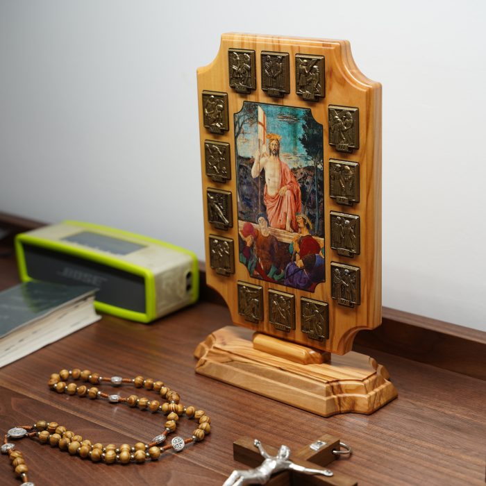 橄榄木苦路 椭圆 方形合金牌 古铜色 第十五处图案 base Catholic religious art