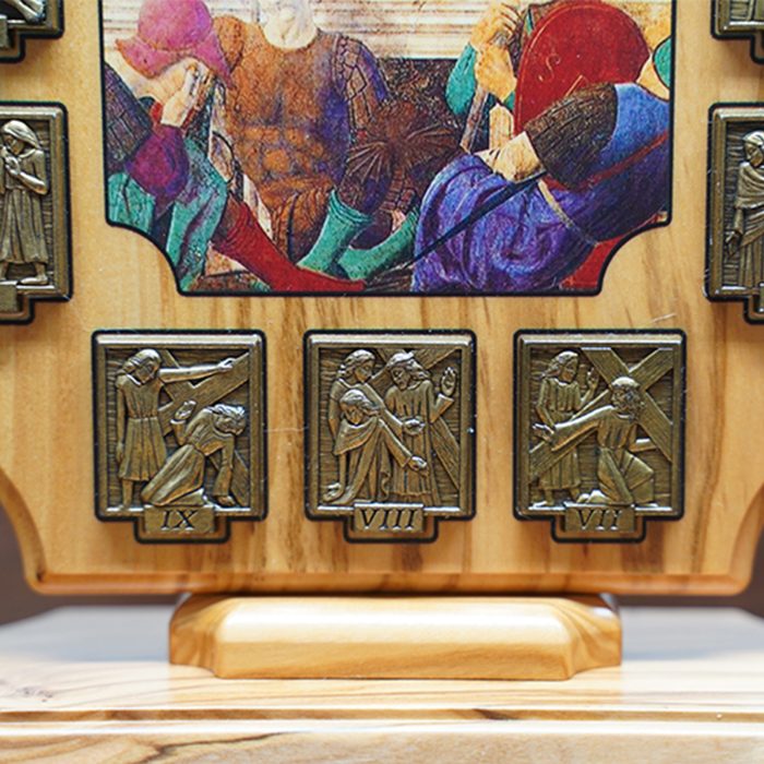 橄榄木苦路 椭圆 方形合金牌 古铜色 第十五处图案 base Catholic religious art