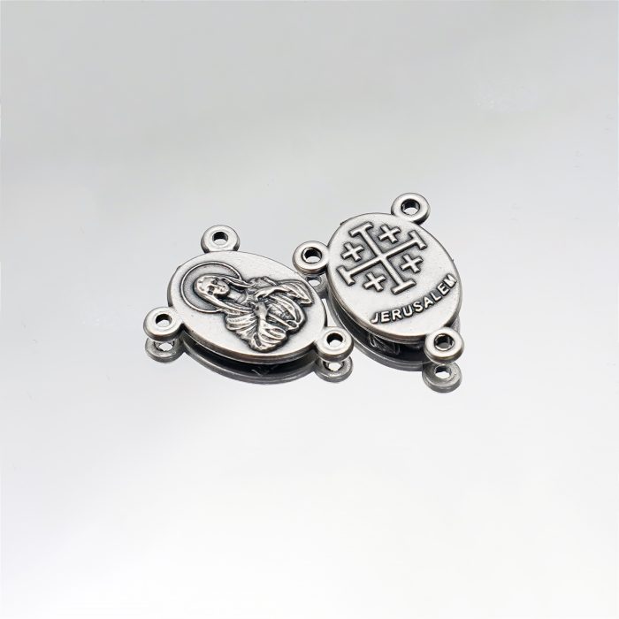 DIY三通-圣母圣心+耶路撒冷十字架-锌合金-1.6x1.2cm Catholic religious art