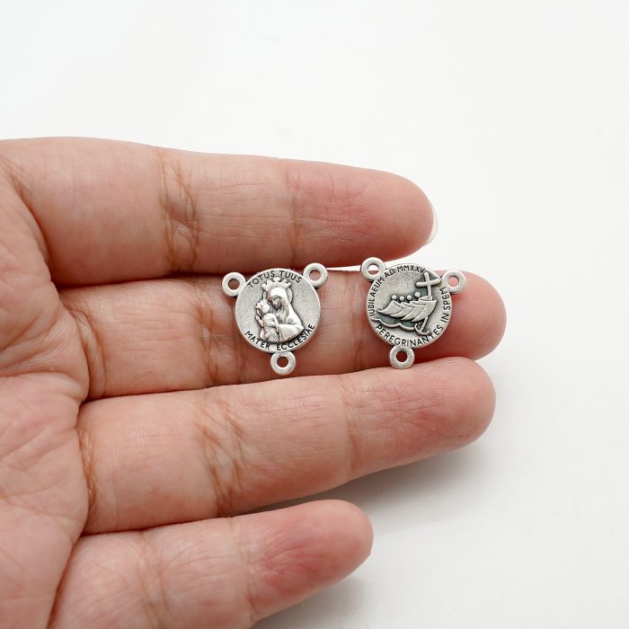 DIY三通-教会之母（Totus Tuus）-银色-禧年-1.3cm Catholic religious art