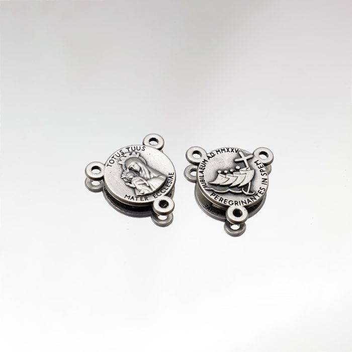 DIY三通-教会之母（Totus Tuus）-银色-禧年-1.3cm Catholic religious art
