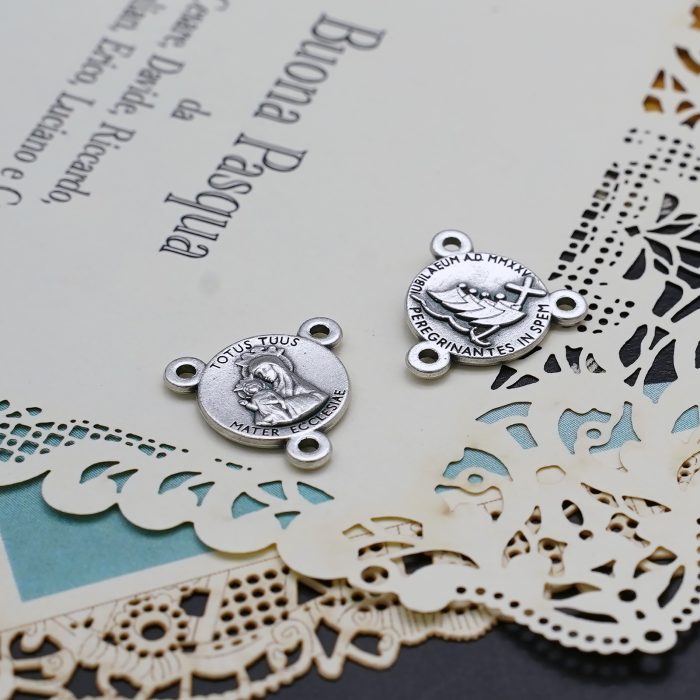 DIY三通-教会之母（Totus Tuus）-银色-禧年-1.3cm Catholic religious art