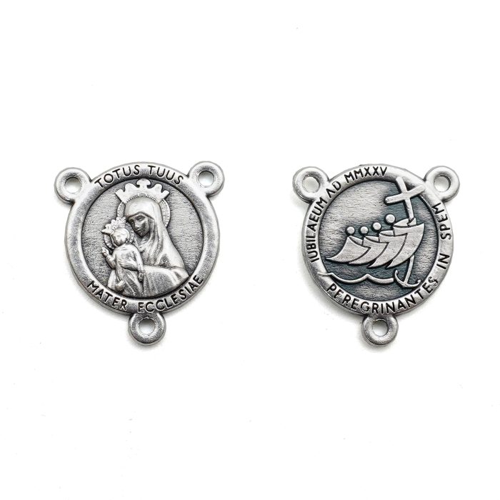 DIY三通-教会之母（Totus Tuus）-银色-禧年-1.6cm Catholic religious art