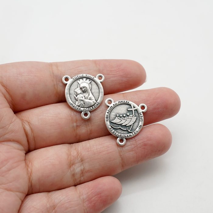 DIY三通-教会之母（Totus Tuus）-银色-禧年-1.6cm Catholic religious art
