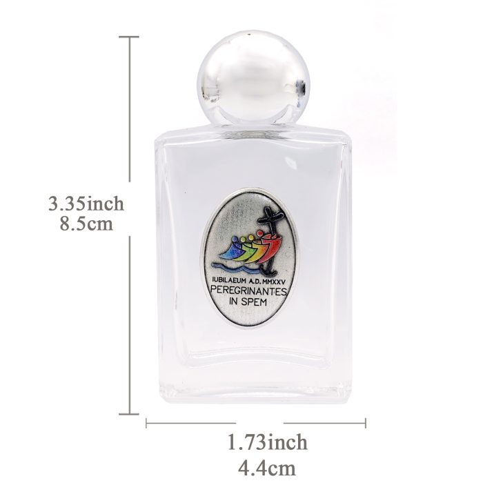 圣水瓶-禧年-长方-带镀银合金-彩色-8.5x4.4x2.5cm Catholic religious art