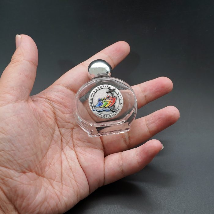 圣水瓶-禧年-圆形-带镀银合金-彩色-5.8x4.8x1.85cm Catholic religious art