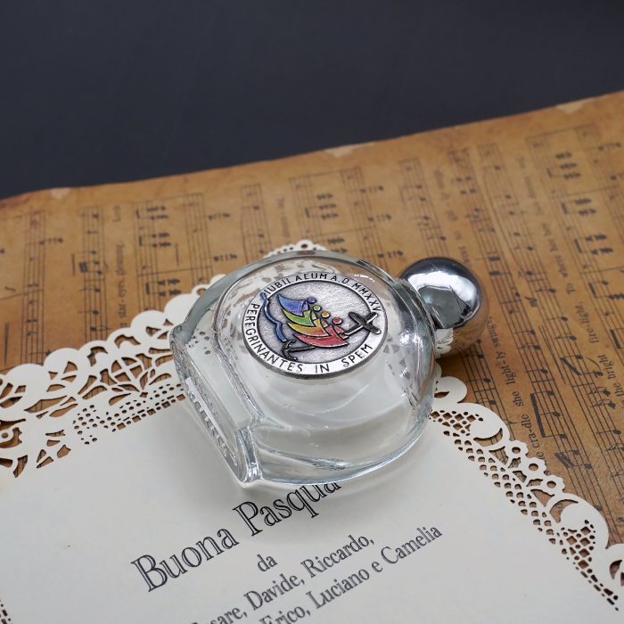 圣水瓶-禧年-圆形-带镀银合金-彩色-5.8x4.8x1.85cm Catholic religious art