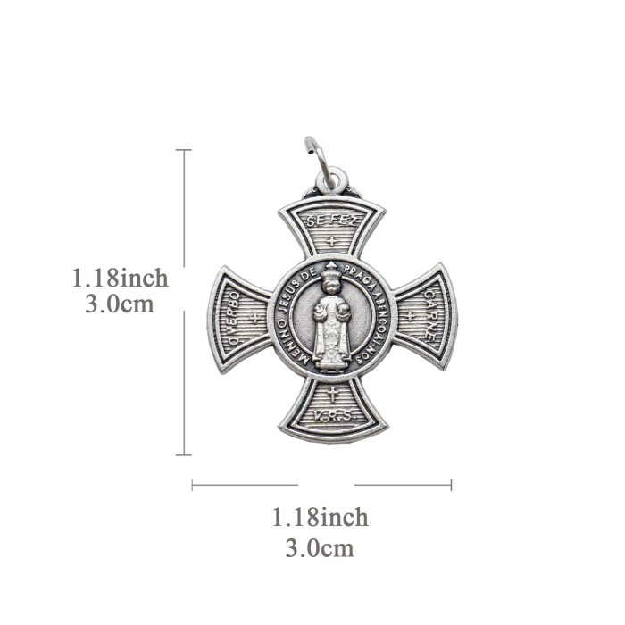 DIY十字架-圆形-布拉格圣婴JHS-锌合金-3.0cm Catholic religious art