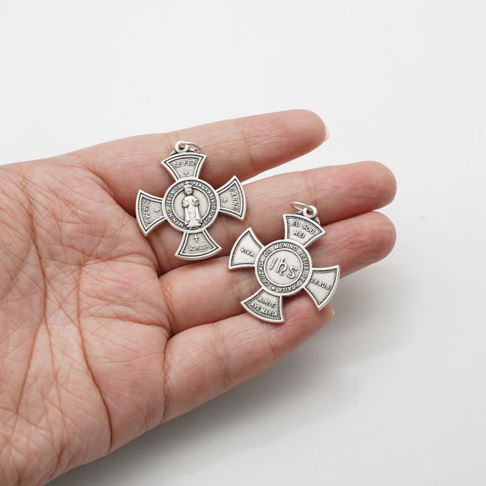 DIY十字架-圆形-布拉格圣婴JHS-锌合金-3.0cm Catholic religious art