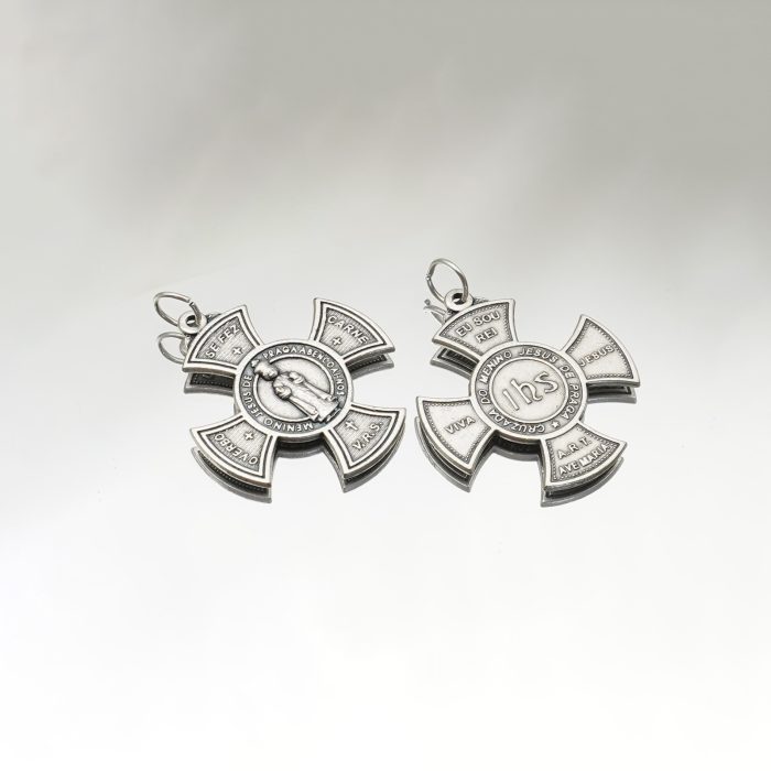 DIY十字架-圆形-布拉格圣婴JHS-锌合金-3.0cm Catholic religious art