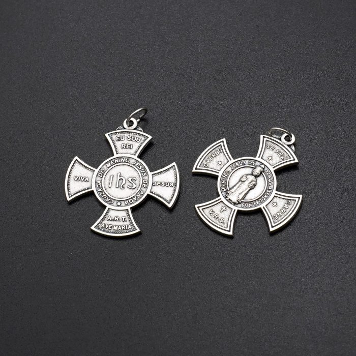 DIY十字架-圆形-布拉格圣婴JHS-锌合金-3.0cm Catholic religious art