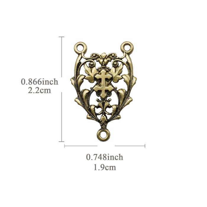 DIY三通-镂空花纹-黄铜做旧-2.2cm Catholic religious art