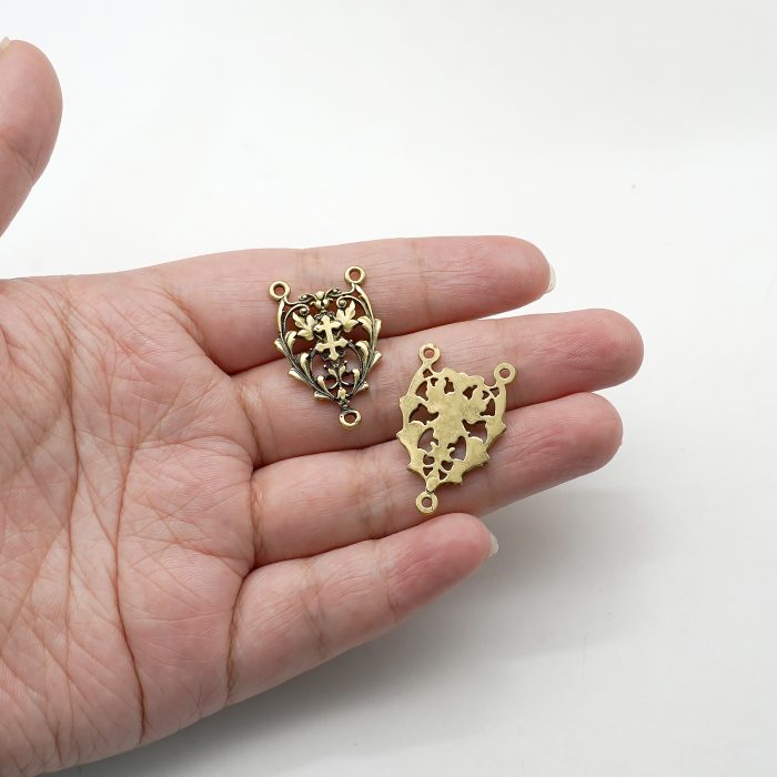 DIY三通-镂空花纹-黄铜做旧-2.2cm Catholic religious art