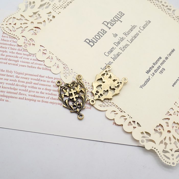DIY三通-镂空花纹-黄铜做旧-2.2cm Catholic religious art