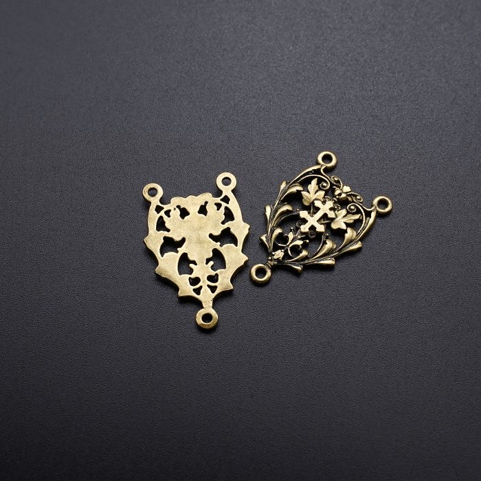 DIY三通-镂空花纹-黄铜做旧-2.2cm Catholic religious art