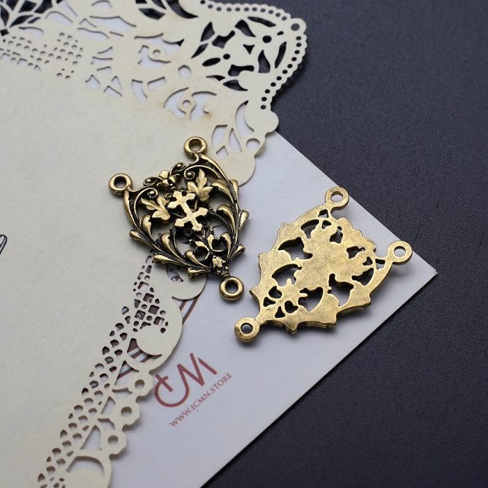 DIY三通-镂空花纹-黄铜做旧-2.2cm Catholic religious art