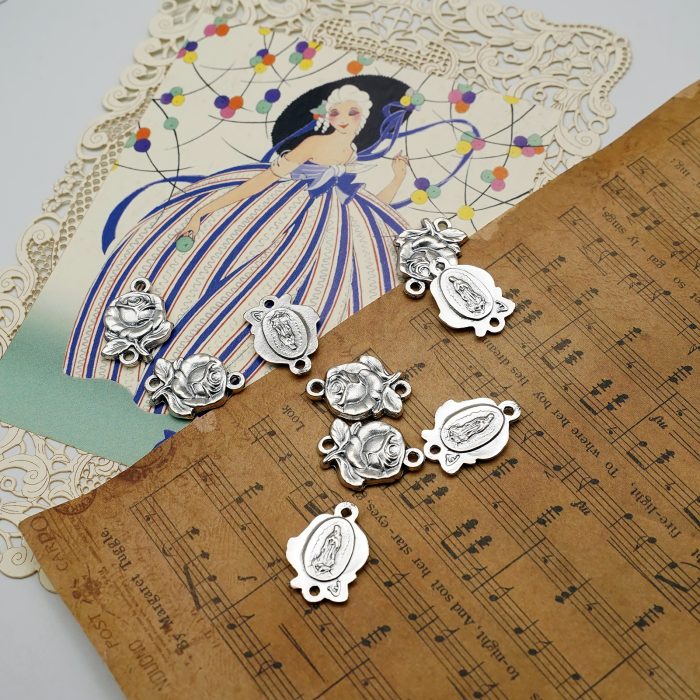 DIY双通-玫瑰花天主经-瓜达卢佩-1.4cm Catholic religious art