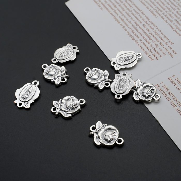 DIY双通-玫瑰花天主经-瓜达卢佩-1.4cm Catholic religious art