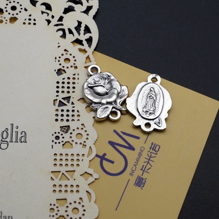 DIY双通-玫瑰花天主经-瓜达卢佩-1.4cm Catholic religious art