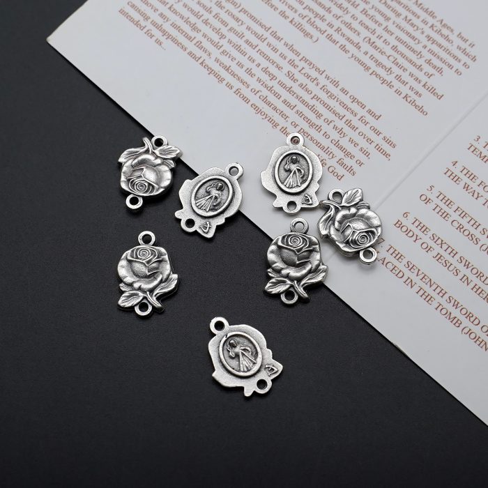 DIY双通-玫瑰花天主经-上主慈悲-1.4cm Catholic religious art